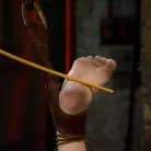 Cherry Torn in 'Blond with killer natural body, is suspended, suffers intense foot caning Made to cum over and over'