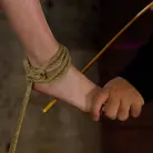 Cherry Torn in 'Hot blond suffers though a brutal Category 5 inverted suspension. How many orgasms can she take'