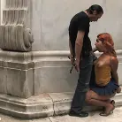 Molly in 'Flexible redhead is bound and stripped naked in public'
