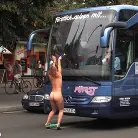 Molly in 'Flexible redhead is bound and stripped naked in public'