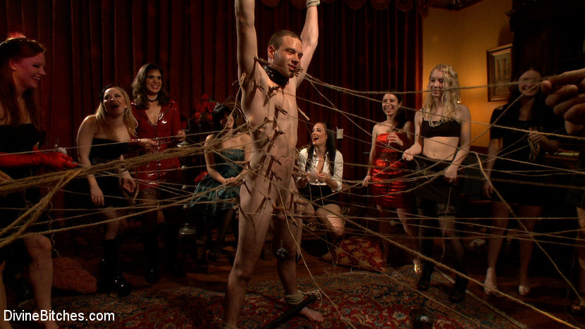 40 women gangbang slaveboy for Bobbi Starr's birthday LIVE and PUBLIC!