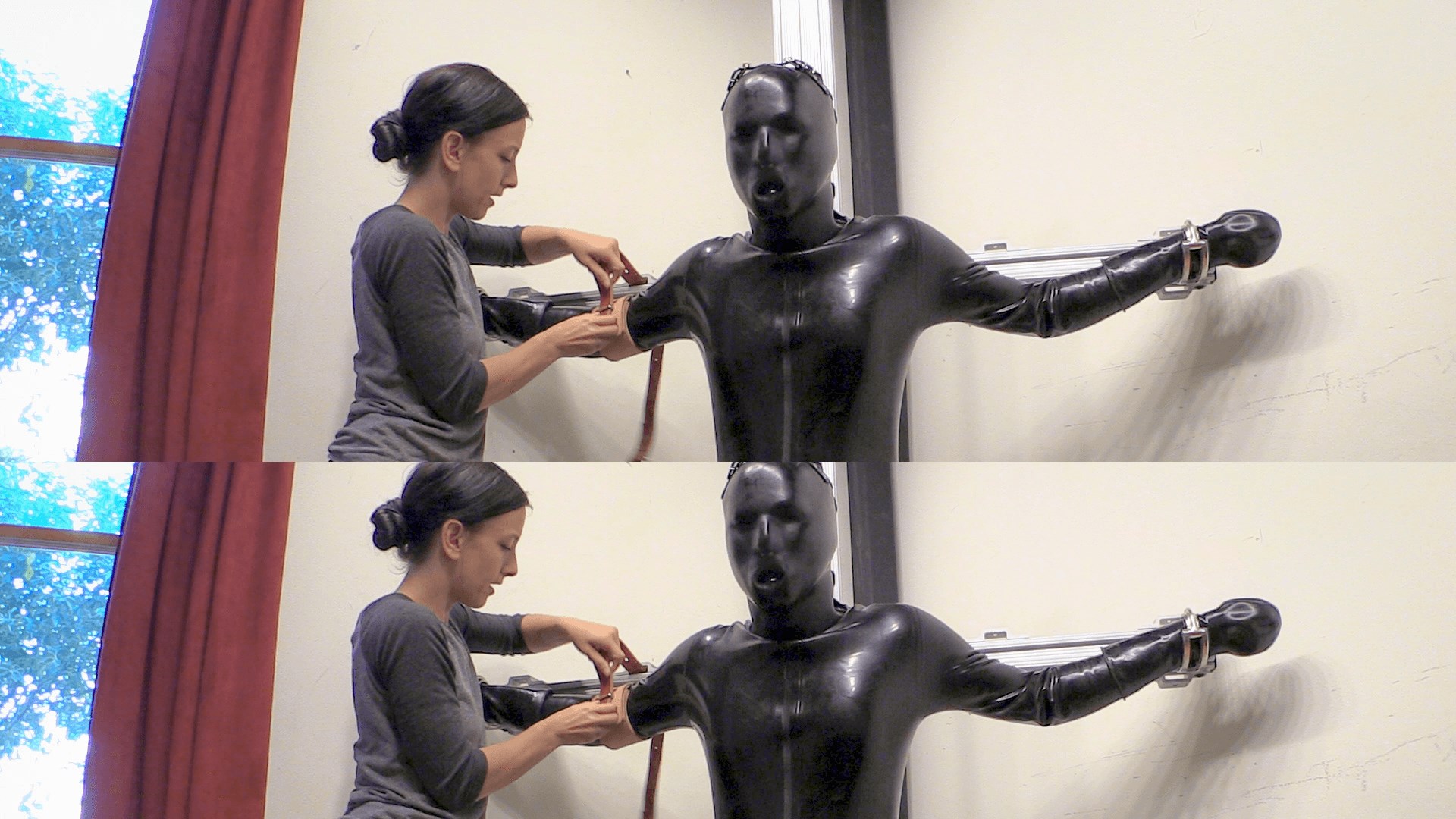 Rubber Catsuit, Metal Bondage