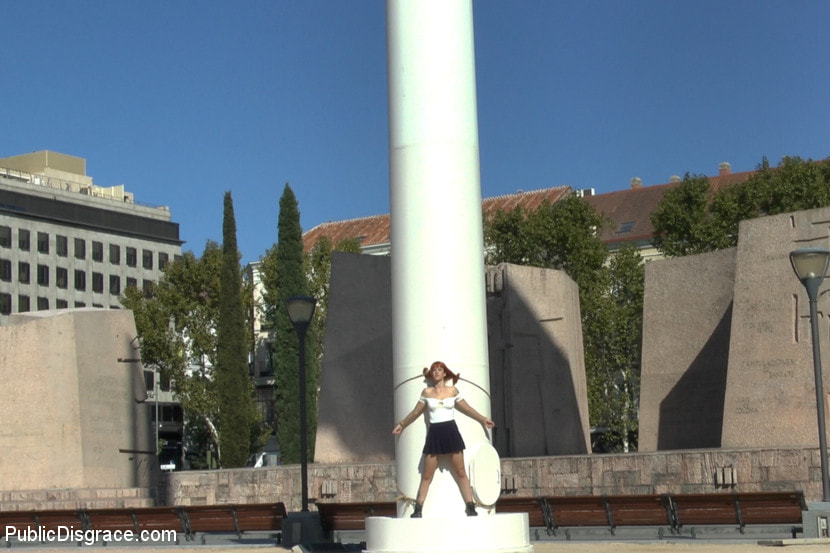 Redheaded slut beautifully disgraced on streets of Madrid