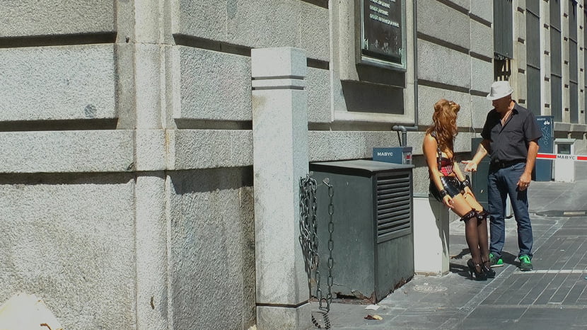 Cum Guzzling Euro trash Whore, Hanna Montada, gets fucked like a sex doll in busy urban Madrid