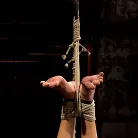 Rene Phoenix in 'Hot flexible blond suffers a Category 5 suspension. Anal hook, heavy nipple weights, made to cum.'